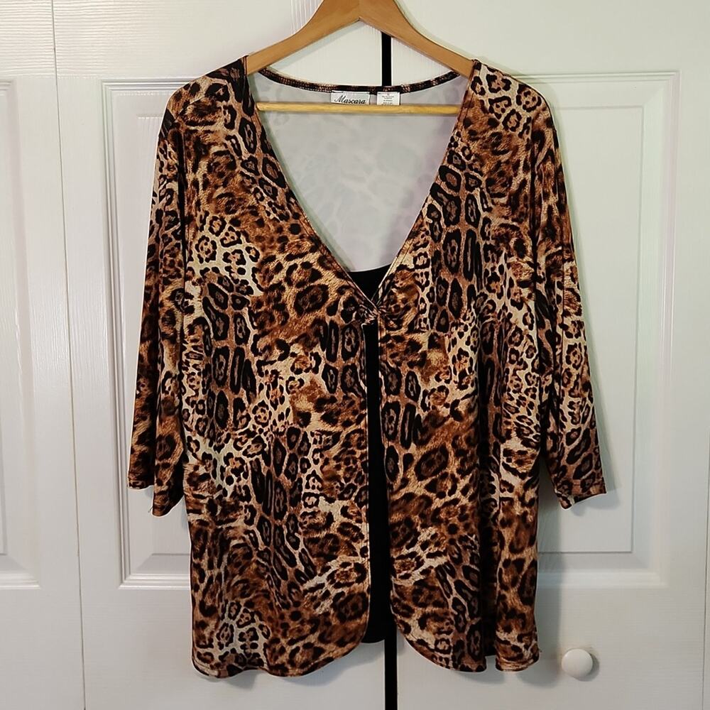 Vintage Mascara Womens Leopard Print 2 In 1 Shirt Size‎ 1X Animal Print Stretch